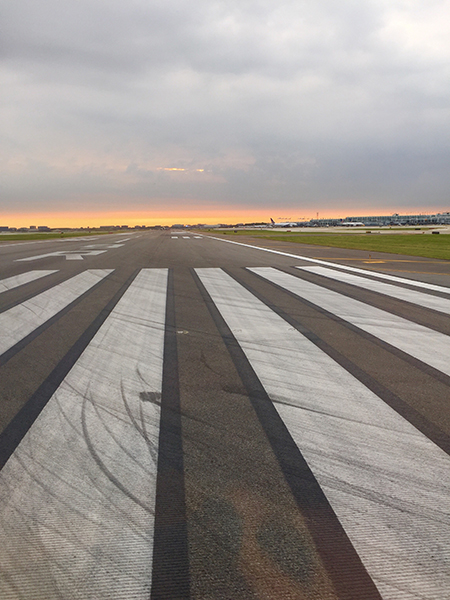 Airport runway close up